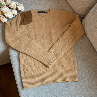 ラルフローレン(Ralph Lauren)のニット セーター　カシミヤ混　羊革　今期大人気の綺麗なベージュ　細身(ニット/セーター)
