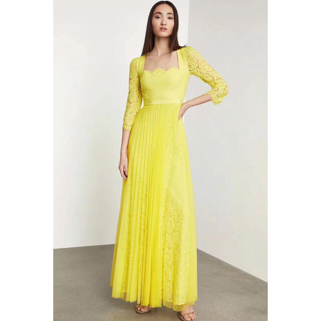 ❤️BCBGMAXAZRIA 新作新品 イエローロングワンピース ドレス 100