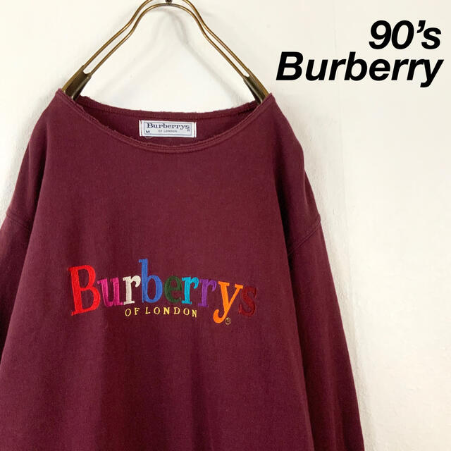 90‘s Burberry レインボー刺繍 渋カラー ライトスウェット | フリマアプリ ラクマ