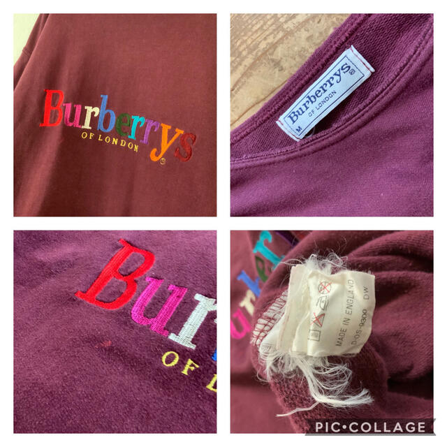 90‘s Burberry レインボー刺繍 渋カラー ライトスウェット