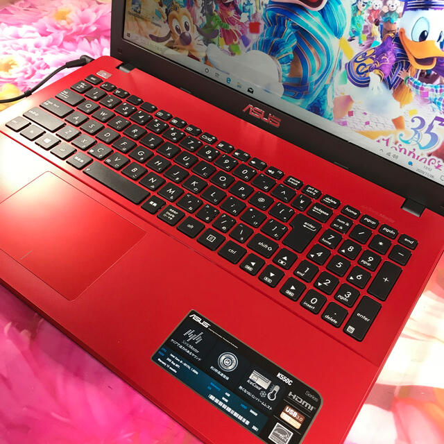 ASUS(エイスース)の（A1074）ASUSノートパソコン本体　K550CA-RED スマホ/家電/カメラのPC/タブレット(ノートPC)の商品写真