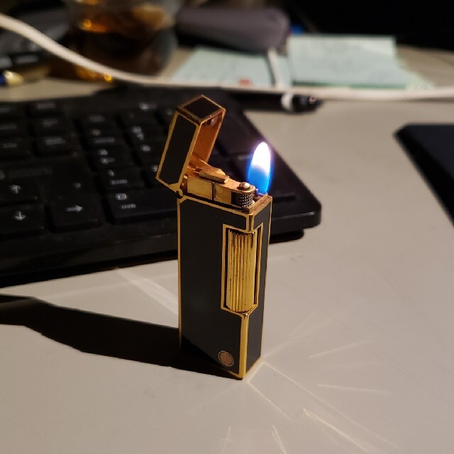 dunhill ダンヒル ブラック&ゴールド ガスライター oh 済み 着火ok