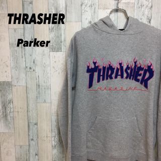 スラッシャー(THRASHER)の古着 THRASHER スラッシャー パーカー 立体 刺繍 ロゴ L(パーカー)