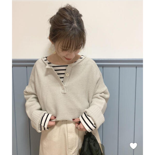 LOWRYS FARM(ローリーズファーム)のLOWRYSFARM♡５Ｇガーター２ＷＡＹプルオーバー/キーネック/ブラック秋冬 レディースのトップス(ニット/セーター)の商品写真