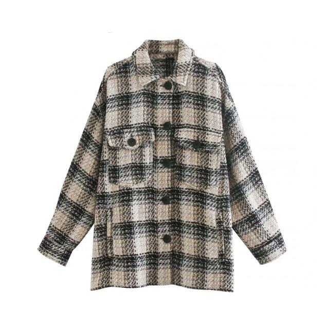 ❄️冬新作☃️2984◆チェック柄 オーバーサイズ シャツ ジャケット