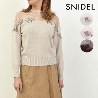 スナイデル SNIDEL 19秋冬 レースエンブロイダリーニットプル