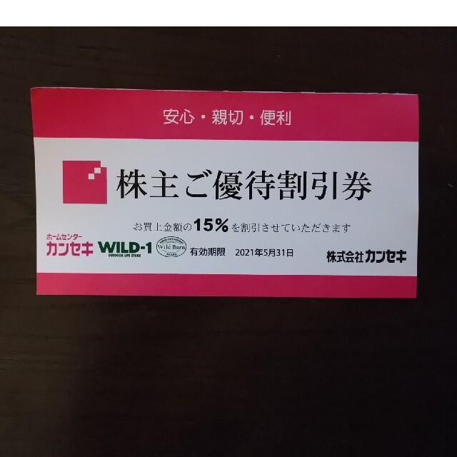 カンセキ株主優待　10枚　15％OFF　WILD-1　テンマクデザイン