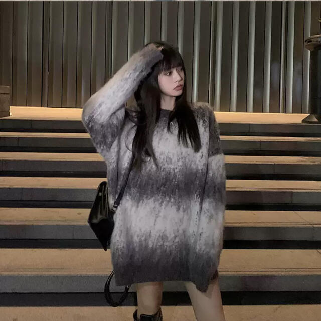 レディース トップス ニットプルオーバー グラデーション 韓国 秋冬コーデ <新品美品>レディースグラデーションルーズニット プルオーバー 韓国 Haru