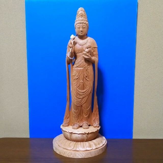 値下げしました 仏像【慈母観音像】木彫り仏像 手彫り - 彫刻/オブジェ