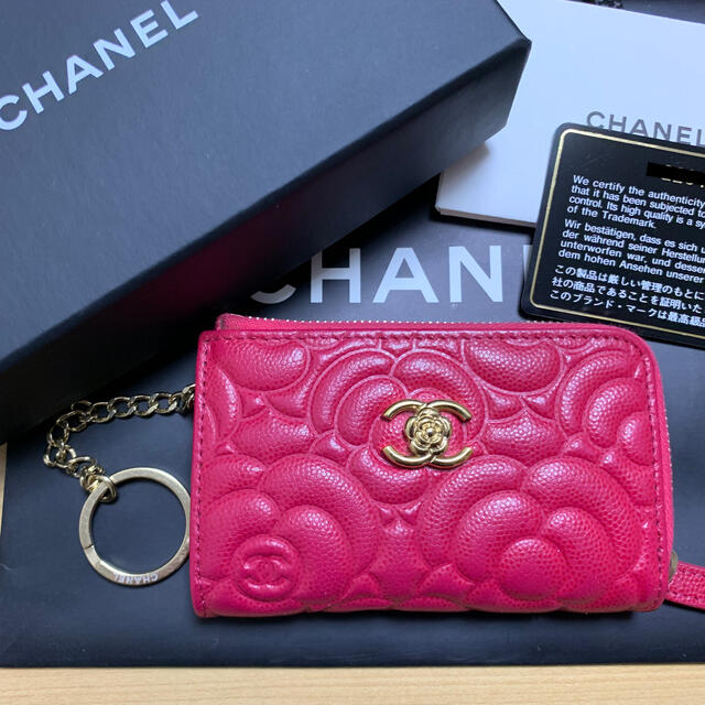 CHANEL シャネル コインケース キーリング付き　カメリア