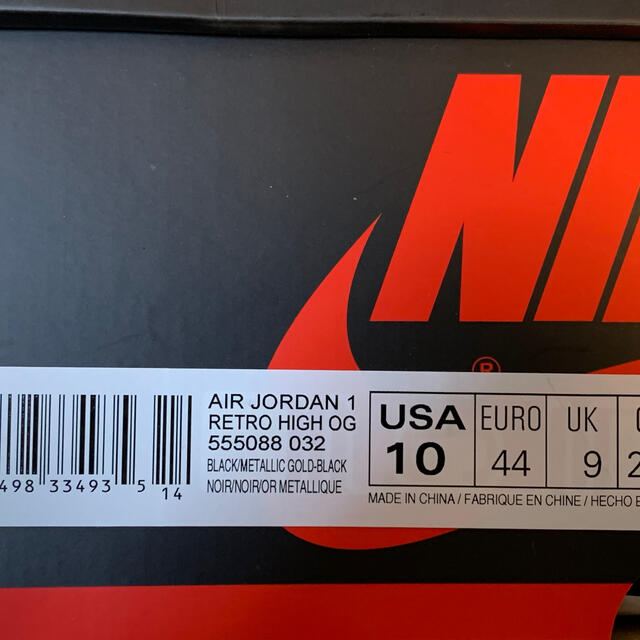 AIR JORDAN1 HIGH OG BLACK-METALLIC-GOLD靴/シューズ