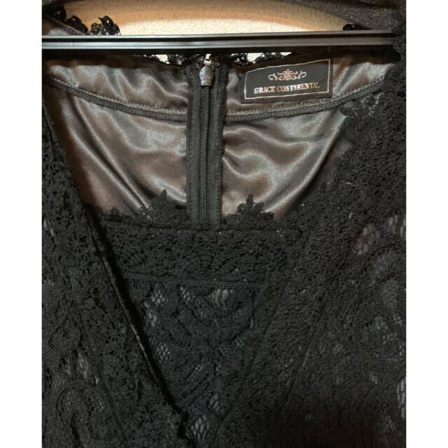 GRACE CONTINENTAL(グレースコンチネンタル)のグレースコンチネンタル レース ワンピース ドレス 黒 レディースのワンピース(ひざ丈ワンピース)の商品写真