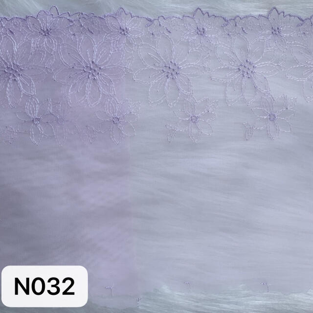 刺繍レース生地 チュールレース品番:N032 薄い紫の通販 by ひまわり