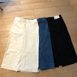 ユニクロ(UNIQLO)のUNIQLO デニムジャージスカート3点セット　L(ひざ丈スカート)