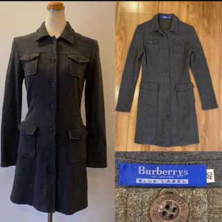 バーバリーブルーレーベル(BURBERRY BLUE LABEL)のBURBERRY バーバリー　ウール　襟付きワンピース　チャコールグレー　40(ひざ丈ワンピース)