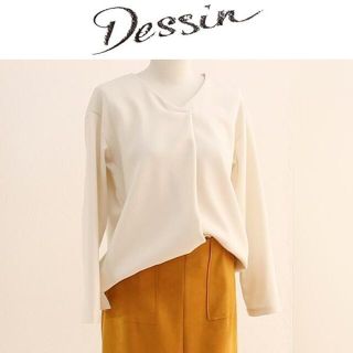 新品2/M　Dessin ワールド //Vネックブラウス//アイボリー(シャツ/ブラウス(長袖/七分))