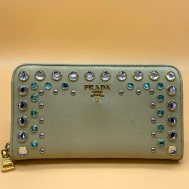 PRADA  長財布　キラキラストーン付き　スタッズ