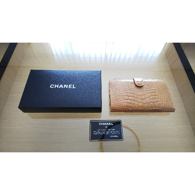 ファッション小物☆CHANEL シャネル 素敵な長財布 エキゾチックレザー ベージュブラウン 未