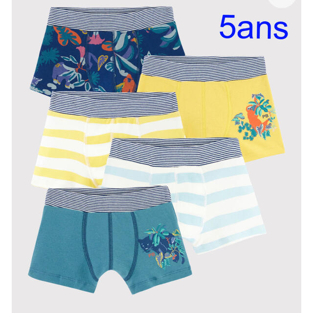 PETIT BATEAU(プチバトー)の専用　プチバトー　新品トランクス5枚組5a＆Tシャツ2枚組 12a キッズ/ベビー/マタニティのキッズ服男の子用(90cm~)(下着)の商品写真