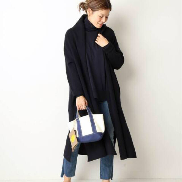 Deuxieme Classe スムースニットガウンコート　ネイビー　美品