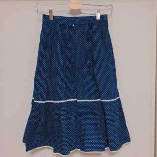 ガニーサックス(GUNNE SAX)のヴィンテージ  紺色の柄スカート　ガニーサックス風(ひざ丈スカート)