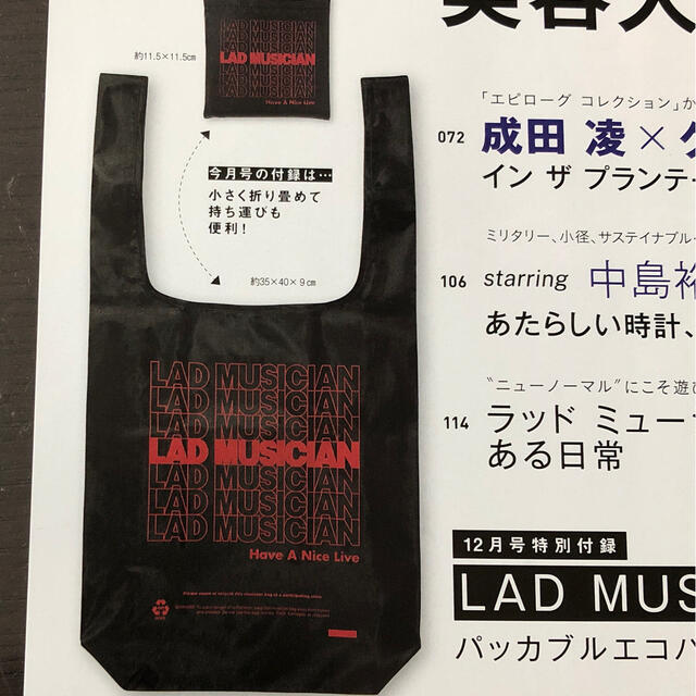 LAD MUSICIAN(ラッドミュージシャン)のLAD MUSICIAN パッカブルエコバッグ（メンズノンノ付録） メンズのバッグ(エコバッグ)の商品写真