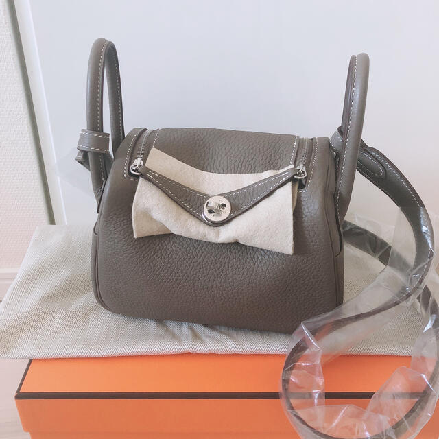 新品 エルメス HERMES リンディミニ エトゥープ