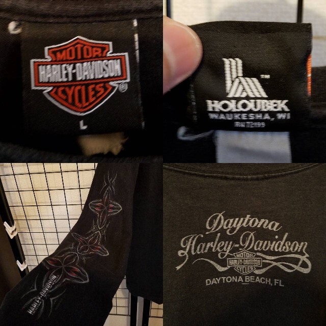 Harley Davidson(ハーレーダビッドソン)の2003年製 Harley-Davidson フロント/袖 プリント 長袖tee メンズのトップス(Tシャツ/カットソー(七分/長袖))の商品写真