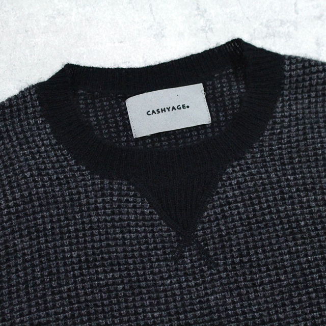 COMOLI(コモリ)のCASHYAGE カシヤージュ カシミヤニット モノトーン ワッフル生地 レア メンズのトップス(ニット/セーター)の商品写真