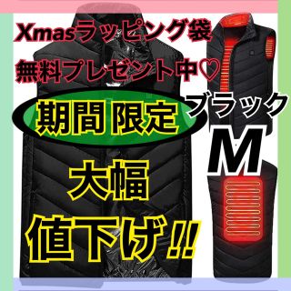 電熱ベスト ダウンベスト インナー　防寒対策　最新型⭐︎軽量 M ブラック(ダウンベスト)