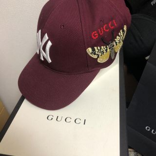 グッチ(Gucci)のチビちゃん様　専用　GUCCI ベースボールキャップ　ヤンキース　マルーン(キャップ)