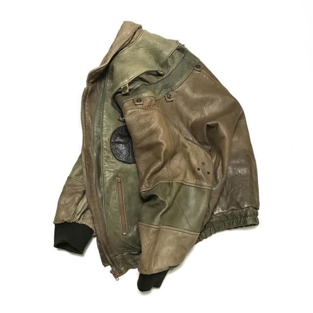 MARITHE + FRANCOIS GIRBAUD(マリテフランソワジルボー)のVINTAGE Gusset Pleats Leather Jacket メンズのジャケット/アウター(レザージャケット)の商品写真