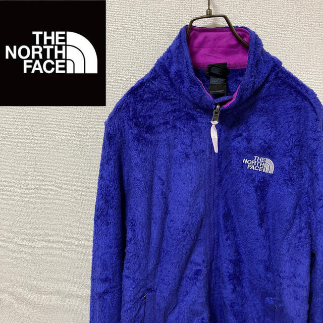 THE NORTH FACE(ザノースフェイス)のノースフェイス☆刺繍ロゴ　フリースジャケット　ブルー　レディースＬ レディースのジャケット/アウター(ブルゾン)の商品写真