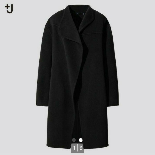 Jil Sander(ジルサンダー)のユニクロ ジルサンダー カシミヤブレンドノーカラーコート ブラック S レディースのジャケット/アウター(ロングコート)の商品写真