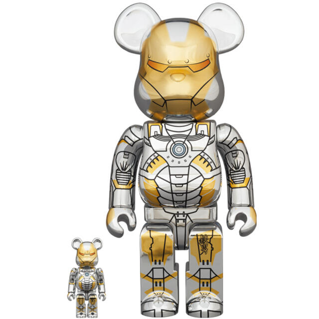 MEDICOM TOY(メディコムトイ)のBE@RBRICK SORAYAMA IRONMAN 100％ & 400％ ハンドメイドのおもちゃ(フィギュア)の商品写真