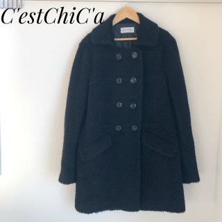 セシカ(C'est ChiC'a)の☆セシカ ロングコート アウター ブラック☆大きめサイズ44(ロングコート)