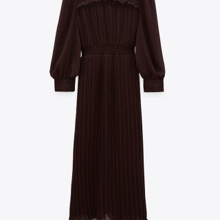 ザラ(ZARA)のプリーツ入りミディ丈ワンピース(ロングワンピース/マキシワンピース)