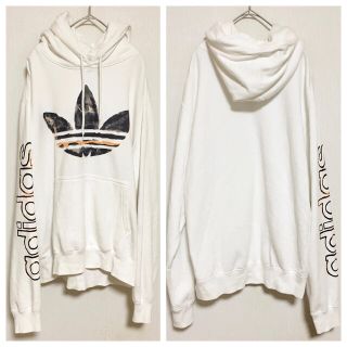 アディダス(adidas)の美品 adidas アディダス パーカー 水彩画 デカロゴ アームプリント XO(パーカー)