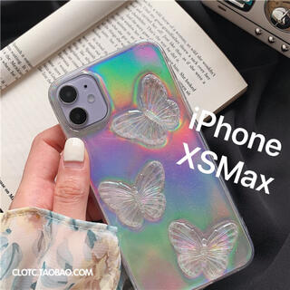 ★iPhoneケース　クリア　蝶々　iPhoneXSMax(iPhoneケース)