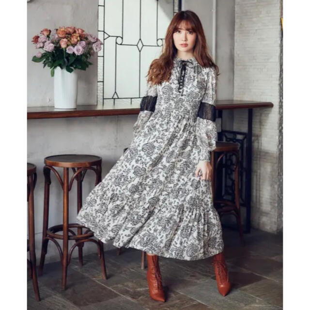 Winter Floral Long-sleeve Dress