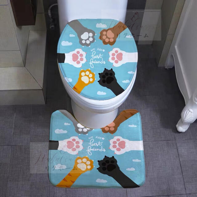 トイレ2点セット マット+洗浄便座用フタカバー