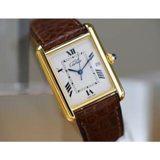 カルティエ(Cartier)の美品 カルティエ マスト タンク ホワイト ローマン デイト LM (腕時計(アナログ))