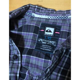 クイックシルバー(QUIKSILVER)のQUIKSILVER クイックシルバー　メンズ　チェック柄　長袖シャツ　紫　L(Tシャツ/カットソー(七分/長袖))