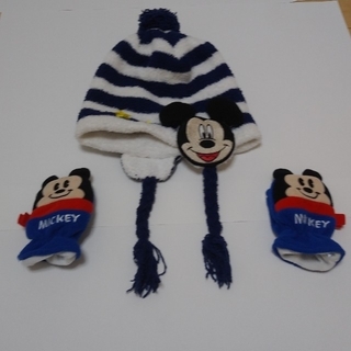 ディズニー(Disney)のミッキー　帽子、ミトン　セット(帽子)