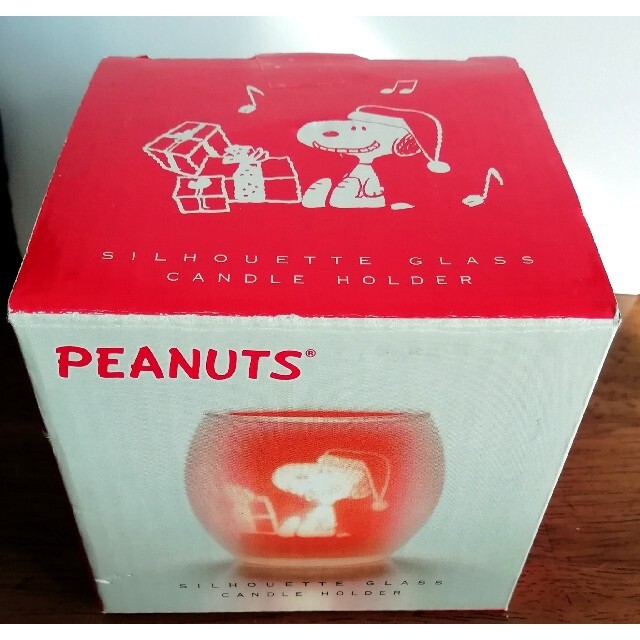 PEANUTS(ピーナッツ)の販売終了品 スヌーピー シルエットグラスキャンドル クリスマス カメヤマローソク ハンドメイドのインテリア/家具(アロマ/キャンドル)の商品写真