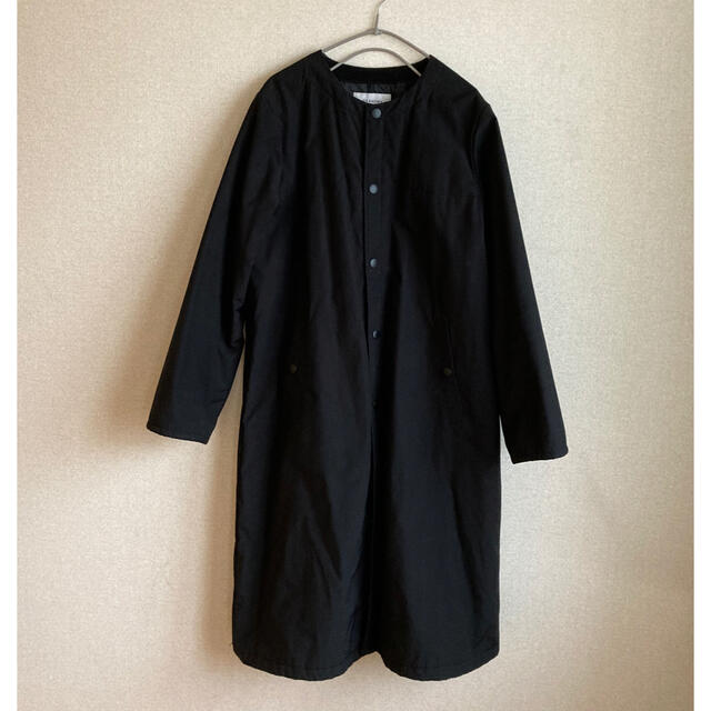 nest Robe(ネストローブ)のグランマママドーター　ノーカラー コート　黒 レディースのジャケット/アウター(ロングコート)の商品写真