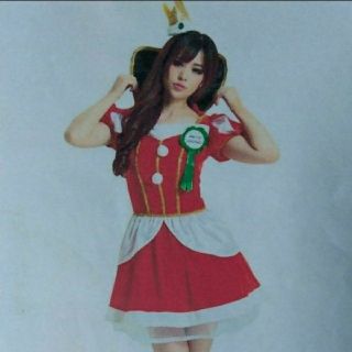 クリスマスコスプレ　サンタガール襟付き(衣装一式)