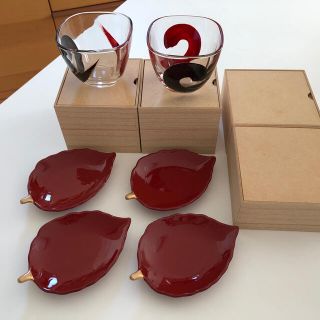 桜井漆器　グラス　小皿　セット(食器)