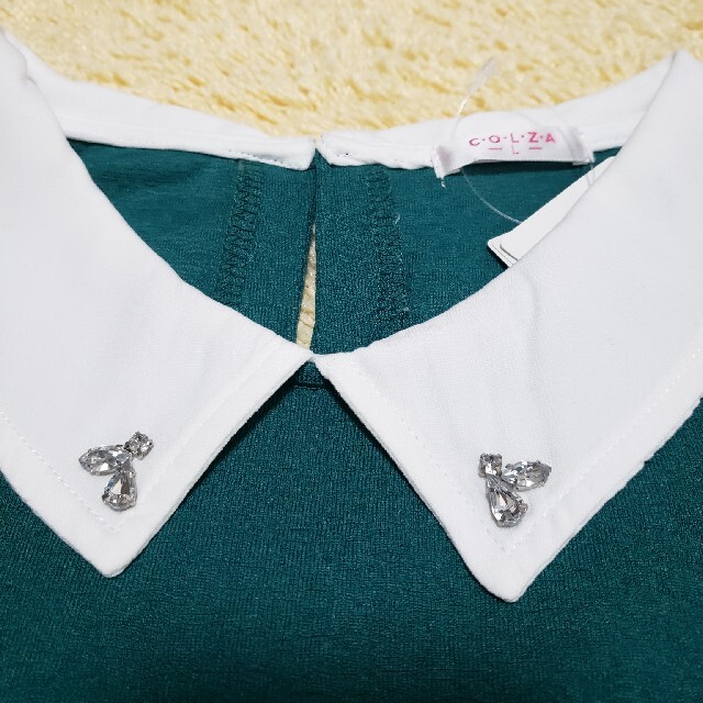 COLZA(コルザ)のcolza 白衿つきグリーンカットソー レディースのトップス(カットソー(長袖/七分))の商品写真