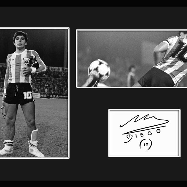 マラドーナ/Maradona/サッカー/サインプリント証明書付フレーム(2-3Ｗ